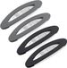 Set de pinces à cheveux - Pinces à pression mates - Accessoires pour cheveux de 9 cm de long - Noir et gris