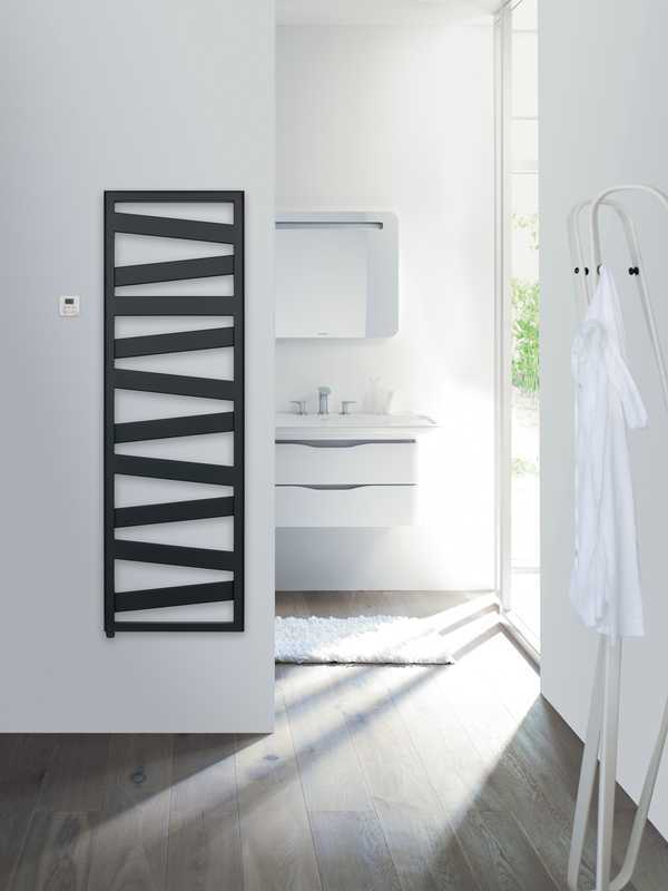 Zehnder Ribbon elektrische radiator met bediening 168.6x60cm mat zwart