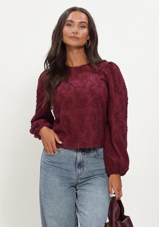 Object Objmya Re L/s Top Noos Dames Jurk Bordeaux Maat 42