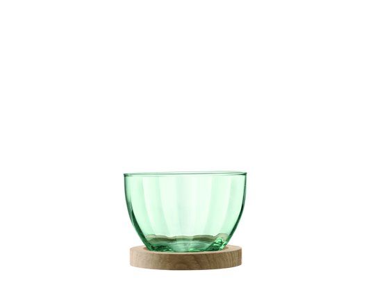 L.S.A. Mia Serveerschaal - Gerecycled Glas - Met Houten Voet - 16.5 cm
