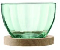 L.S.A. Mia Serveerschaal - Gerecycled Glas - Met Houten Voet - 16.5 cm