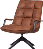 WOOOD Jouke Draaifauteuil - Kunstleer - Cognac/Bruin - 77x69x97 cm - Draaibaar