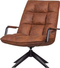 WOOOD Jouke Draaifauteuil - Kunstleer - Cognac/Bruin - 77x69x97 cm - Draaibaar