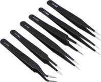 Knaak Precisie pincet ESD 6 stuks set zwart