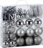 Deuba Kerstboomballen - Set van 103 Kunststof Mat Glanzend - Zilver