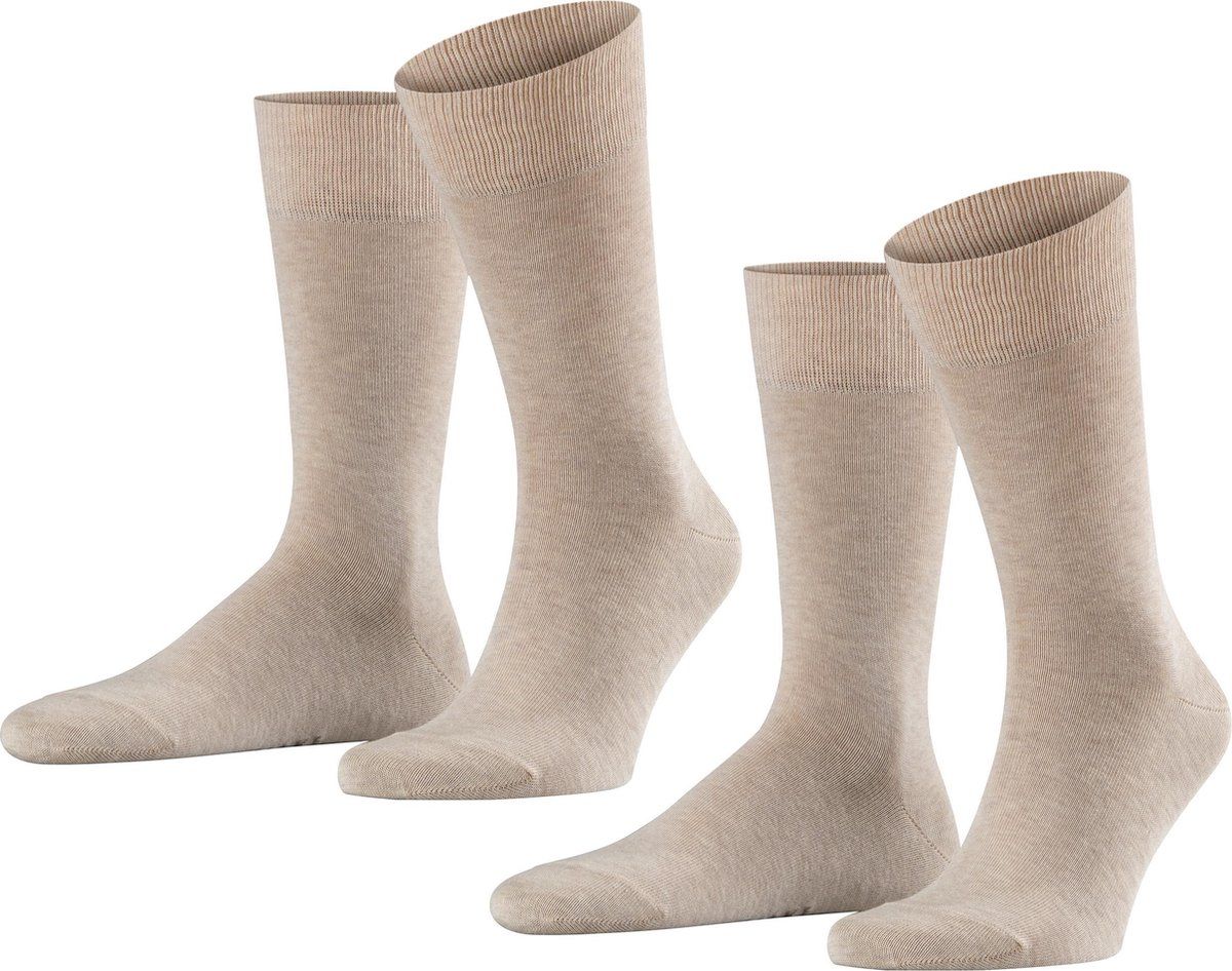 Falke Happy Heren Sokken - 2-pack - Sand Melange - Maat 39-42