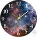 Britimes Ronde wandklok, stille niet-tikkende klok 25,5 cm, decoratie voor badkamer, slaapkamer, keuken, kantoor of school, Galaxy Space