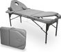 WELLCORE Aluminium Vouwbrancard, met Dubbele Inklapbare Rugleuning, 185 x 65 cm, Kunstleer, In Hoogte Verstelbaar, Scharnierende Hoofdsteun, Gezichtsgat, Zilverkleur, Draagtas, Tot 225 kg