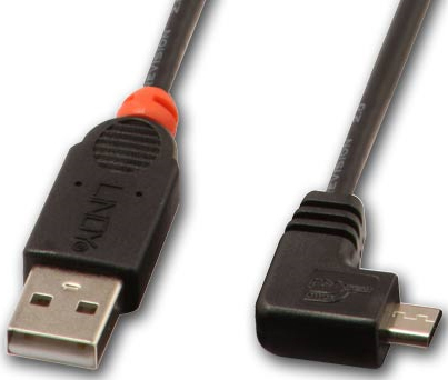 LINDY 1m, USB 2.0 A/Micro USB B, 90°, M/M