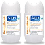 Sanex 2 x Advanced Dermo Repair Déodorant Roller - 24h Anti-Transpirant - 0% Alcool - 50 ml