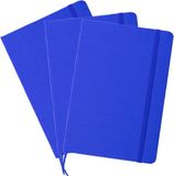 Merkloos Luxe schrift/notitieboekje harde kaft A5 formaat - blauw - 80 pagina's - Genaaid gebonden