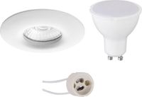 BES LED GU10 Inbouwspot Set - Mat Wit - Rond - IP65 - 4W - 3000K - Ø82mm