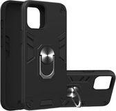 Merkloos Apple iPhone 12 Pro Max 2 in 1 Armor Series PC + TPU beschermhoes met ringhouder (zwart)