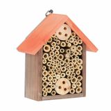 Relaxdays insectenhotel, dennenhout, tuin & balkon, om op te hangen, HBD: 20 x 17 x 8,5 cm, insectenhuisje, bruin/oranje