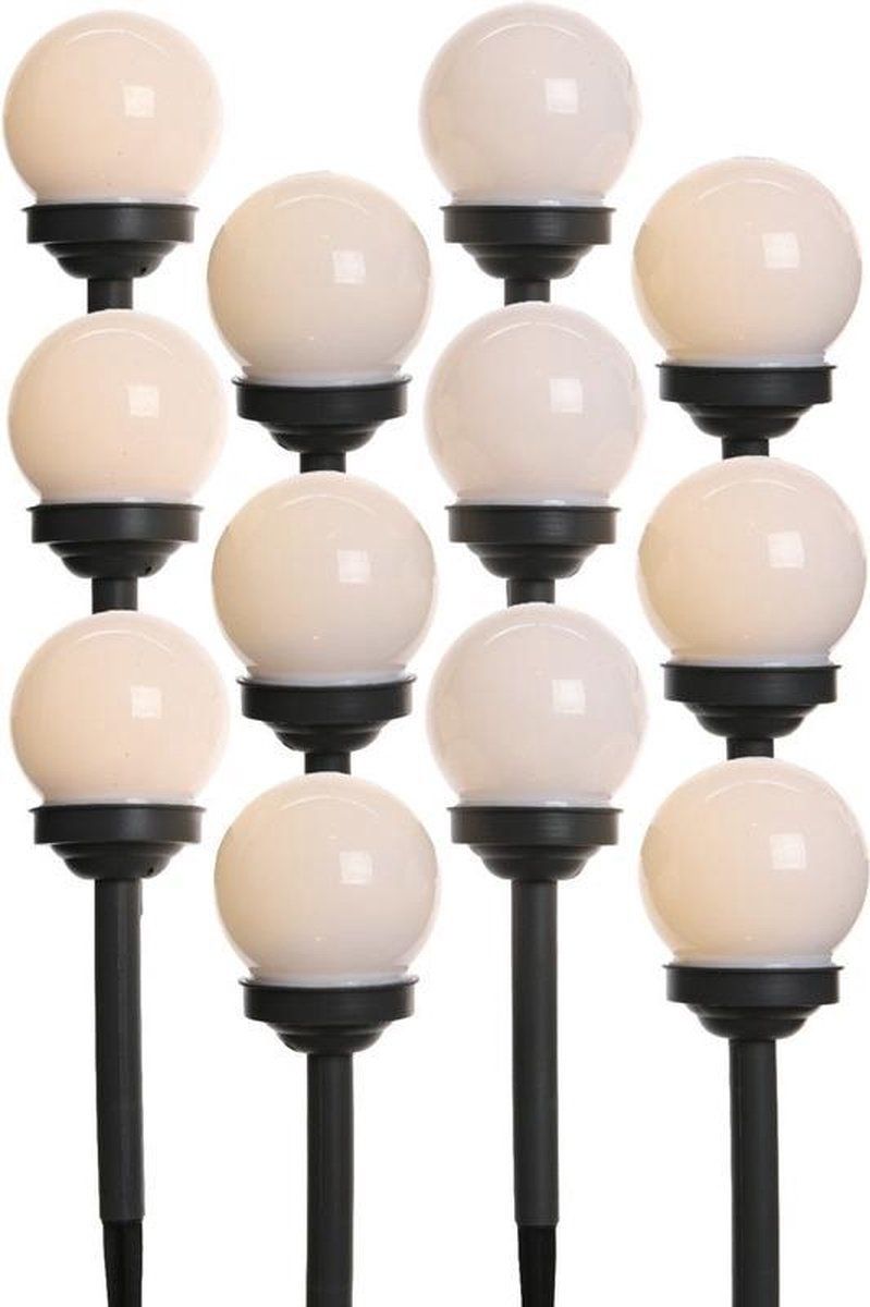 Lumineo 12x LED Solar Bollen Stekers Noah - 27cm - Zwart
