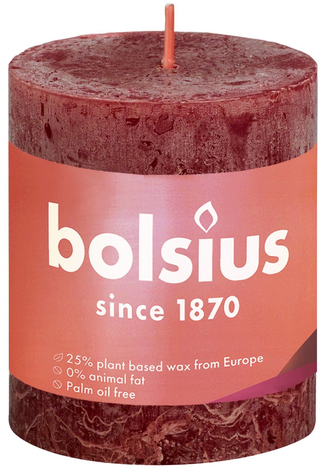 Bolsius Rustiek Shine stompkaars 80/68 Velvet Red - Rood