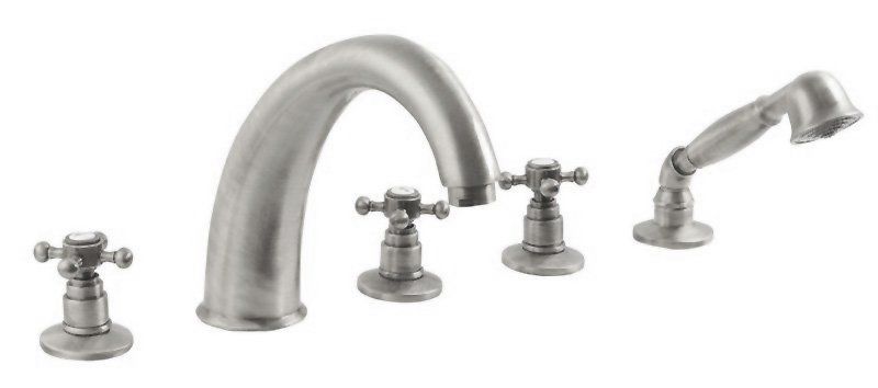 Reitano Rubinetteria ANTEA Badrandcombinatie 5-gaats mengkraan, geborsteld nikkel