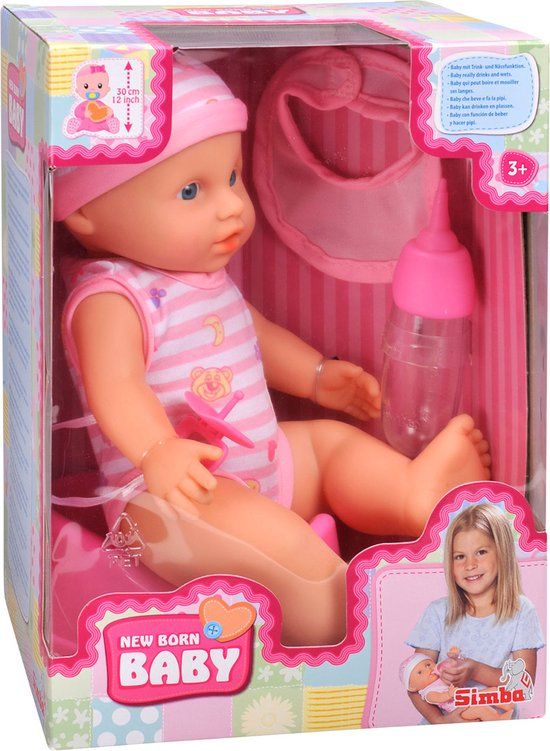 simba New Born Baby Schattige Baby Babypop - 1 Jaar+ - Kunststof - 0.58 kg - 180x260x14 mm - 105037800 - Universeel