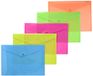 Alevar Documententas met drukknop, formaat A4, polypropyleen, neonkleuren, 5 stuks