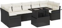 vidaXL - Tuinbank - Set - 8 - st - Zwart - poly - rattan