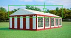 Tente de réception toit de remplacement 5x10 m – PVC 500 g/m², hauteur latérale 2 m, sans armature - Rouge-blanc