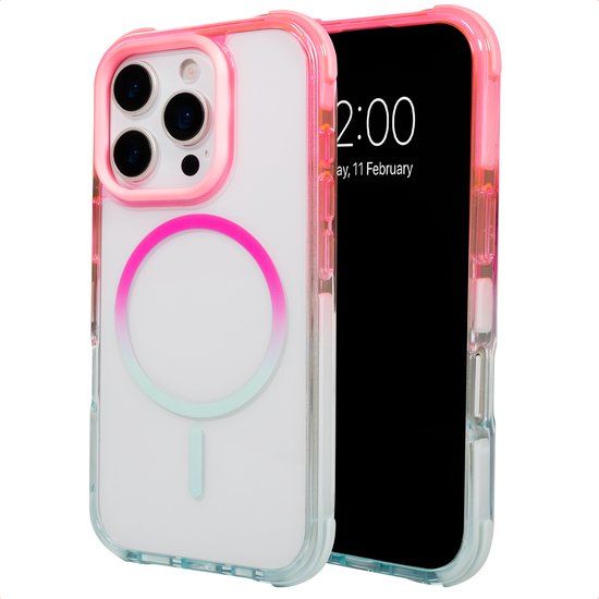 Selencia Gradient Backcover met MagSafe voor de Apple iPhone 16 Pro - Roze / Blauw