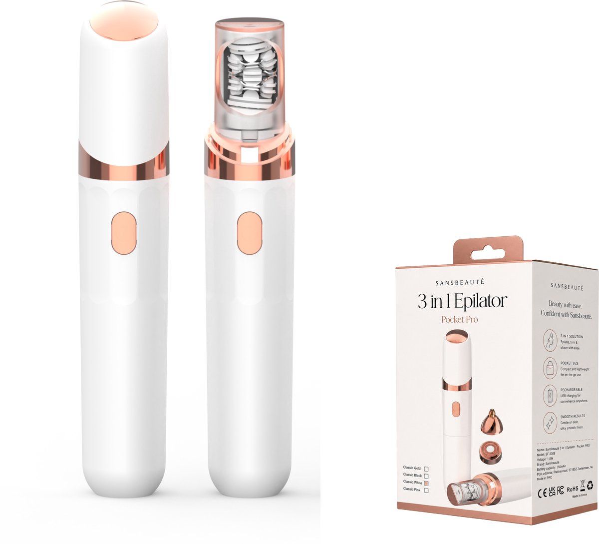 Sansbeauté 3 in 1 Epilator - Wit