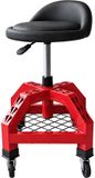 Relaxdays Werkplaatskruk op wielen - hoogte verstelbaar 50-65 cm - rood
