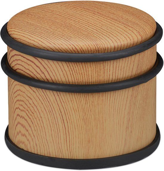 Merkloos Relaxdays Deurstopper, zware deuren en ramen, roestvrij staal & rubber, houtachtige look, hoge wig, ∅ 9,5 cm, bruin