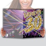 MX-5030 MAXI Grote reuzenkaart XXL, voor 30 jaar, uniseks, H/F + envelop, formaat 32 x 23 cm, cijfers, goud, feest, muziek, sfeer, disco, elektro lichtstralen, gemaakt in Frankrijk MX-5030