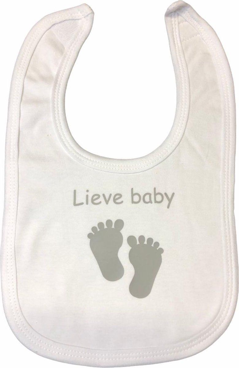 Soft Touch slabber Lieve baby jongens 33 cm katoen wit/grijs