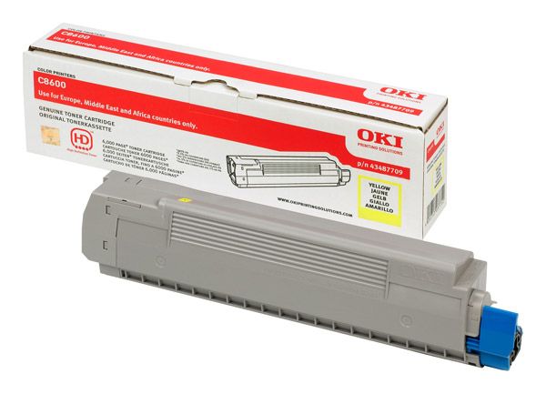 Oki 43487709 toner cartridge - geel - 6000 pagina's - voor C8600cdtn, 8600dn, 8600n, 8800cdtn, 8800dn, 8800n