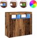 vidaXL - Dressoir - met - LED-verlichting - 80x35x75 - cm - bewerkt - hout - oud - hout