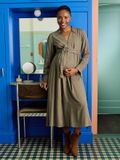 Vertbaudet Lange blouse-jurk jacquard borstvoeding en borstvoeding kaki