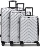 Redolz Essentials 18 4 wielen Kofferset 3-delig met uitbreidingsplooi - Harde bagage - TSA slot - Metallic-Silver Shiny