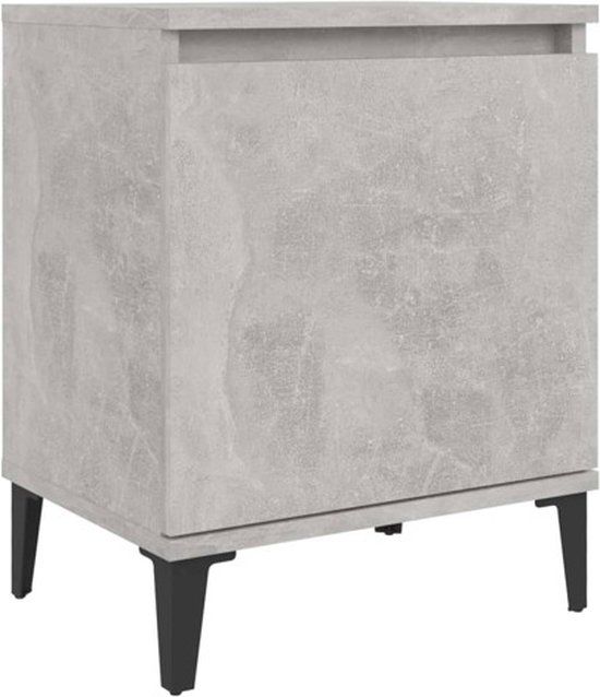 vidaXL Nachtkastje met metalen poten 40x30x50 cm betongrijs