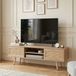 FloraGrace Tv Meubel - Rieten Schuifdeuren Met Verstelbare Planken - Voor Woonkamer En Werkplek - Hout - 140x40x46,5 Cm - Naturel