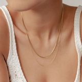 Hey Happiness Delicaat Slanglijn Laagjes Ketting Dames – Roestvrij Staal 18K Goud Verguld – Waterdicht – 41-45 cm + 7,5 cm Verstelbaar - Goud