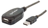 Manhattan USB-A naar USB-A verlengkabel, 10 m, zwart