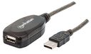 Manhattan USB-A naar USB-A verlengkabel, 10 m, zwart