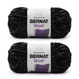 Bernat Velvet Garen - Set van 2 van 300 g, Polyester garen # 5 volumineus, 288 m, voor Breien/haken, zwart (Blackbird)