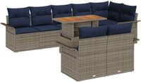 vidaXL Banc de jardin - Set - 9 - pièces - gris - et - bleu marine