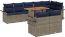 vidaXL Banc de jardin - Set - 9 - pièces - gris - et - bleu marine