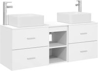 vidaXL Badkamerkastenset 3 st Wit 129 x 41 x 80 cm Bewerkt hout