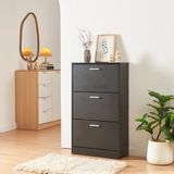 en.casa Schoenenkast Sykkylven 3 kleppen zwart 103x60x24 cm