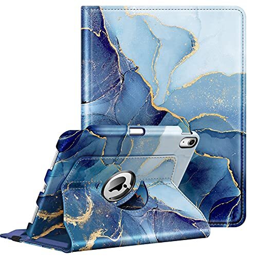 Fintie Hoes voor iPad Air 4.Generatie 2020 10.9" met Pen houder - 360 Graden Verstelbare Case Cover met Standfunctie, Auto Wekken/Slapen, (Z-Marmer Blauw)