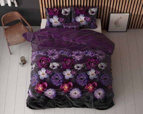 Sleeptime Magic Flower Dekbedovertrek - 140 x 200/220 cm - Polykatoen - Paars