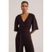 WE Fashion - Dames jersey jumpsuit met glittergaren - Regular fit - Aubergine - Maat: M