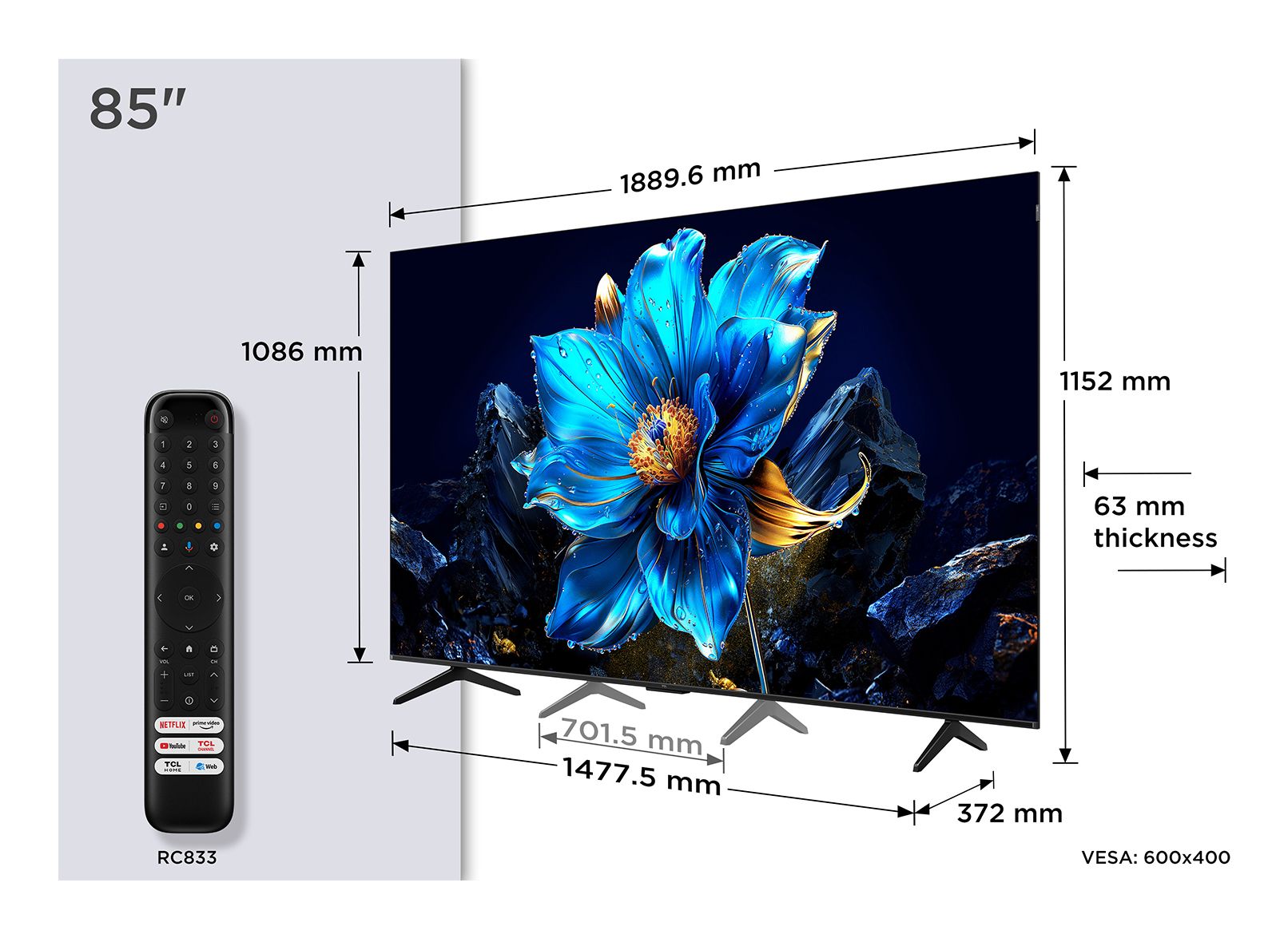 TCL 85P79K / QLED screen / 85 inch / 2025