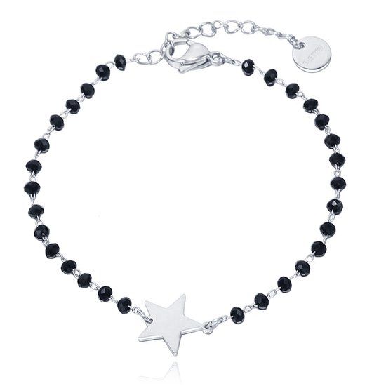 Cilla Jewels Cilla Armband Zwart Kristal en Ster - Zilver